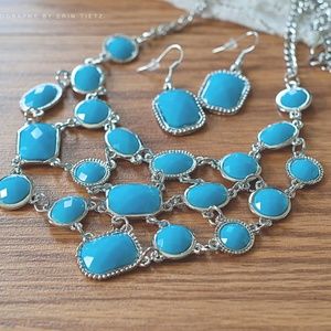 Blue Geo Necklace & Earrings